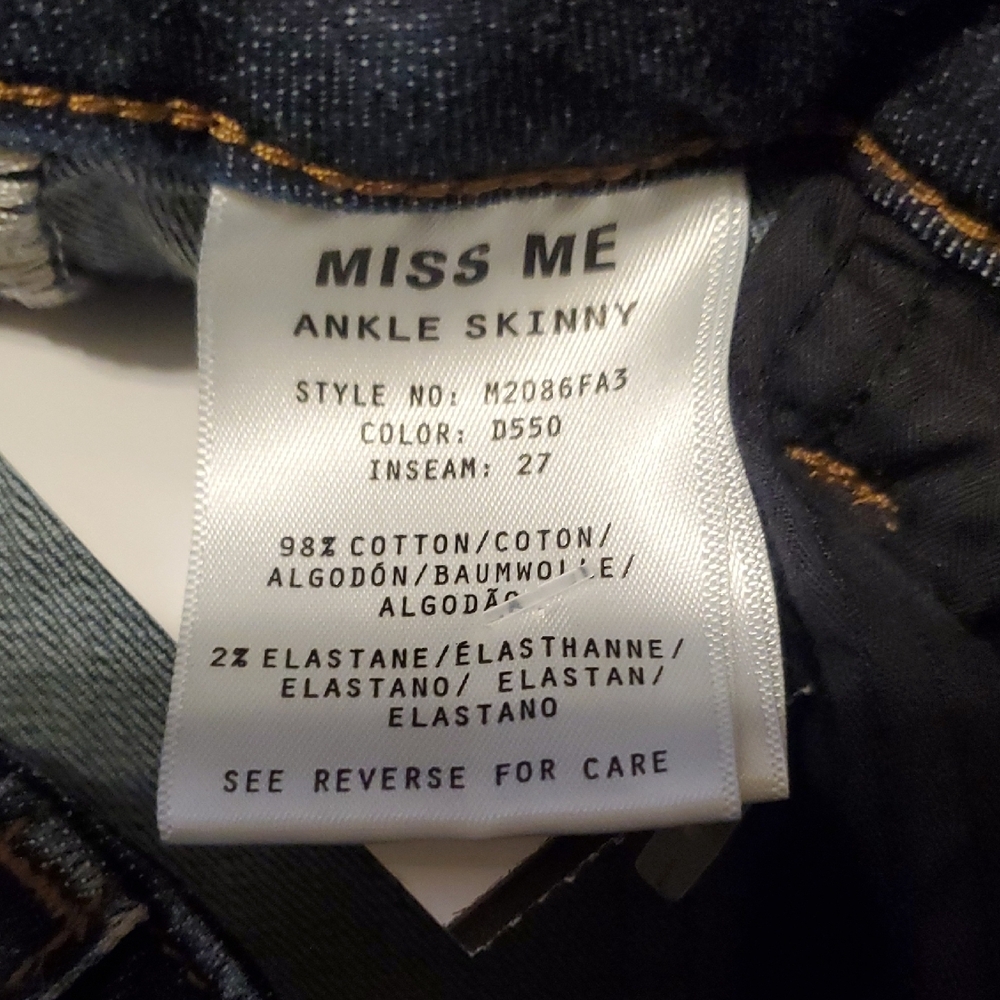 Miss Me Dark Blue Embellished Ankle Jeans - Picture 3 of 7